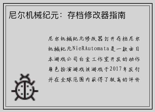 尼尔机械纪元：存档修改器指南
